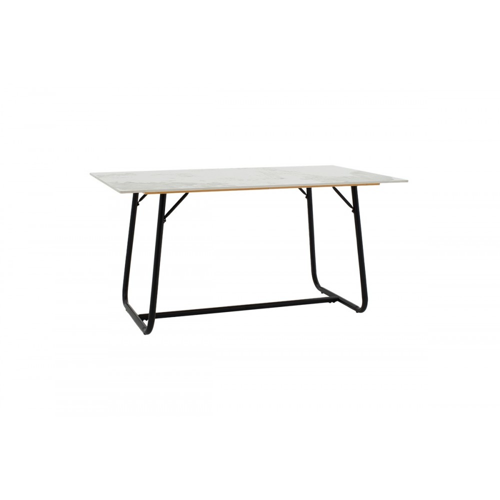 Τραπέζι ''REVELLO'' από πέτρα/μέταλλο σε χρώμα λευκό μαρμάρου/μαύρο 150x90x75