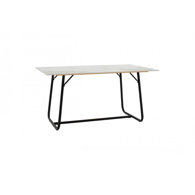 Τραπέζι ''REVELLO'' από πέτρα/μέταλλο σε χρώμα λευκό μαρμάρου/μαύρο 150x90x75