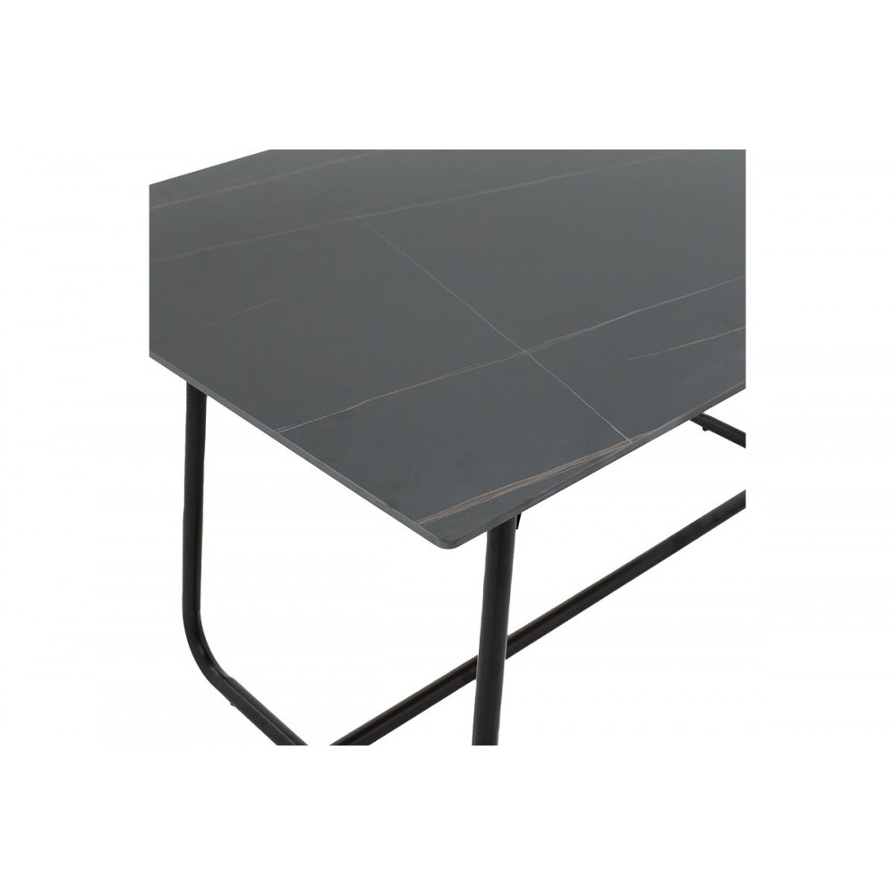 Τραπέζι ''REVELLO'' από πέτρα/μέταλλο σε χρώμα μαύρο μαρμάρου/μαύρο 150x90x75