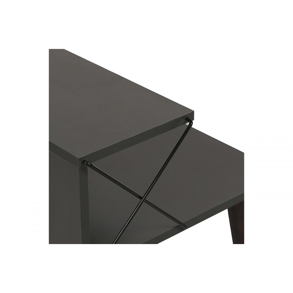 Κομοδίνο ''GATHER''  σε ανθρακί/καρυδί χρώμα 50x40x55