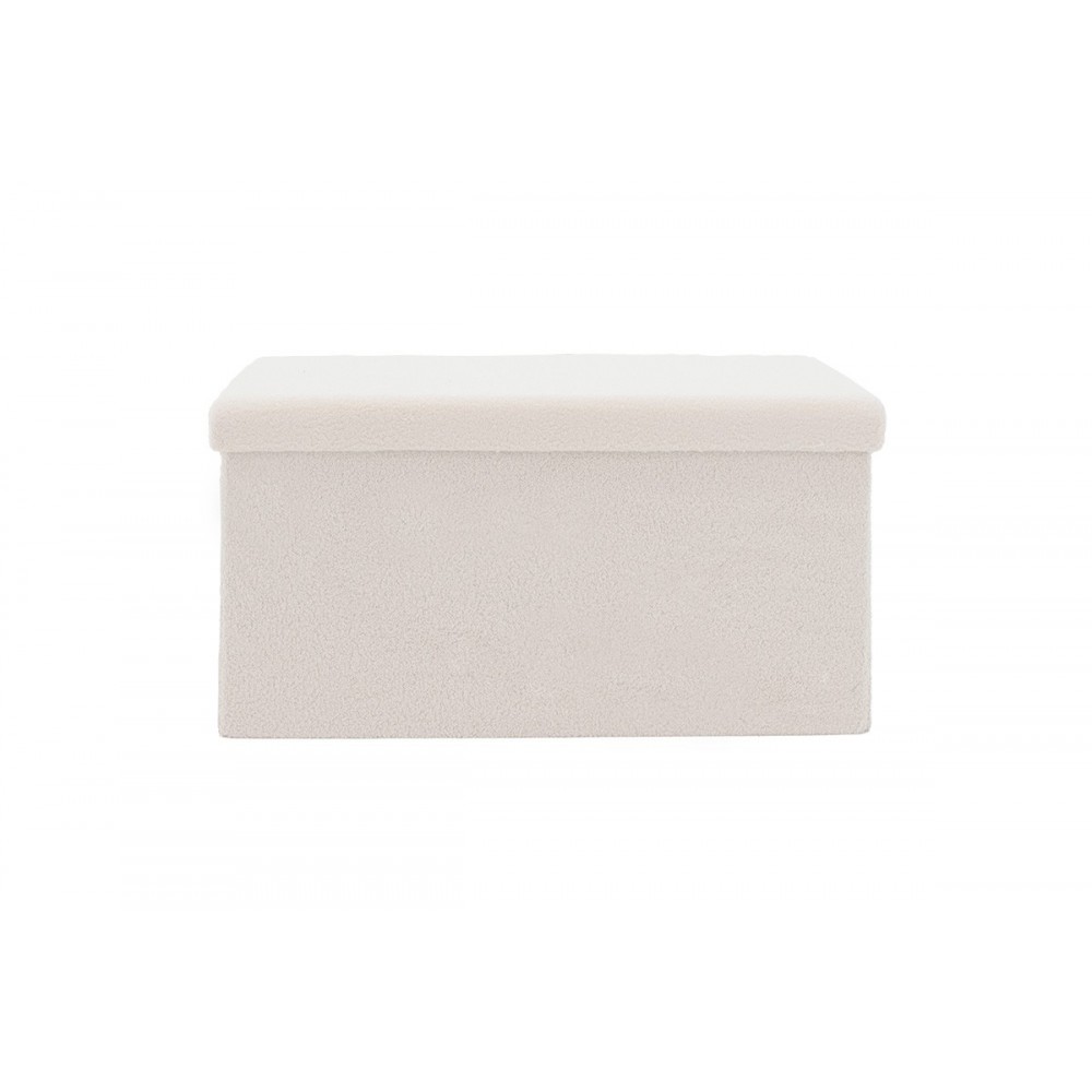 Σκαμπώ-μπαούλο "FORWARD"  από MDF/ύφασμα μπουκλέ σε χρώμα εκρού 76x38x38