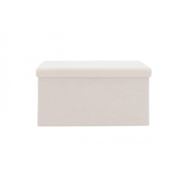Σκαμπώ-μπαούλο "FORWARD"  από MDF/ύφασμα μπουκλέ σε χρώμα εκρού 76x38x38