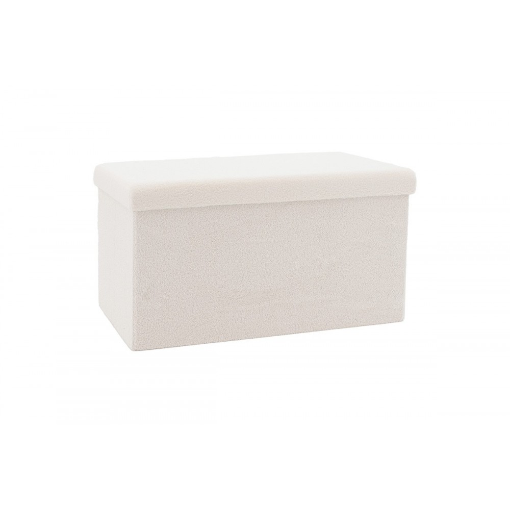 Σκαμπώ-μπαούλο "FORWARD"  από MDF/ύφασμα μπουκλέ σε χρώμα εκρού 76x38x38