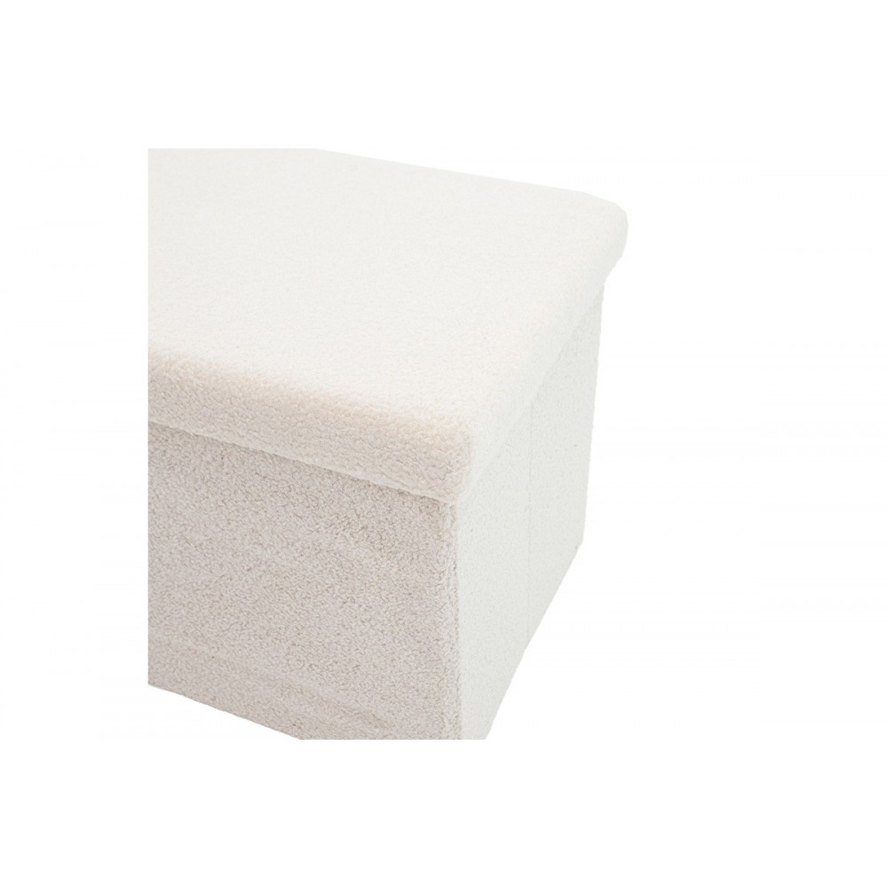 Σκαμπώ-μπαούλο "FORWARD"  από MDF/ύφασμα μπουκλέ σε χρώμα εκρού 76x38x38