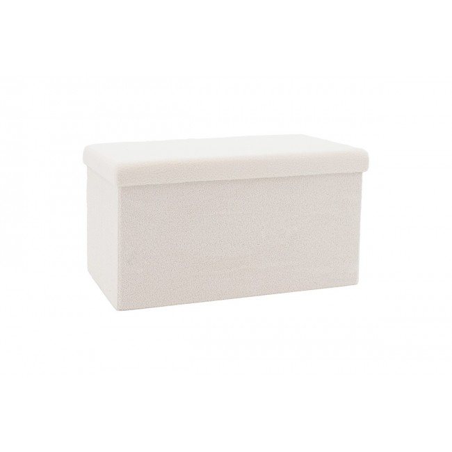 Σκαμπώ-μπαούλο "FORWARD"  από MDF/ύφασμα μπουκλέ σε χρώμα εκρού 76x38x38