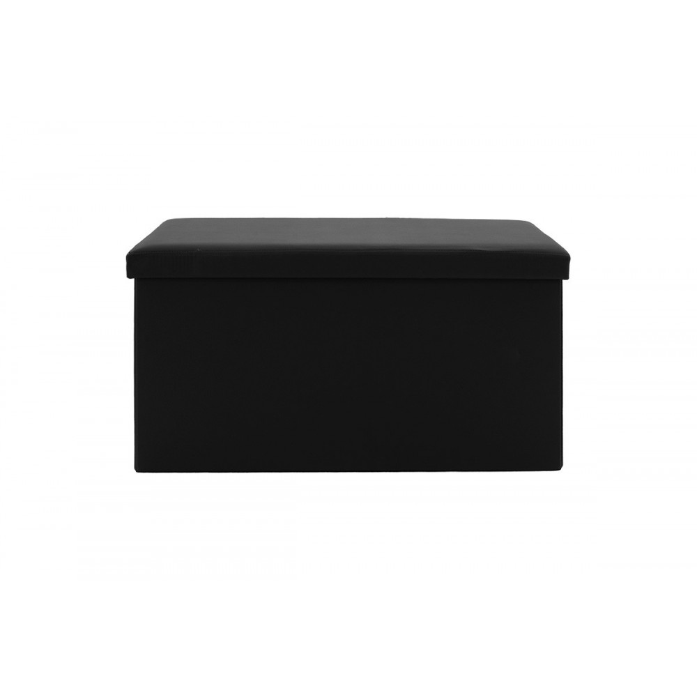 Σκαμπώ-μπαούλο "COOPERATION" από MDF/τεχνόδερμα σε χρώμα μαύρο 76x38x38