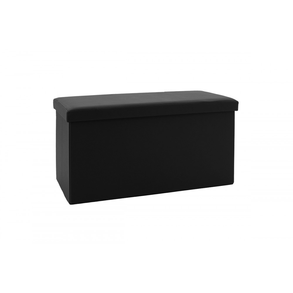Σκαμπώ-μπαούλο "COOPERATION" από MDF/τεχνόδερμα σε χρώμα μαύρο 76x38x38
