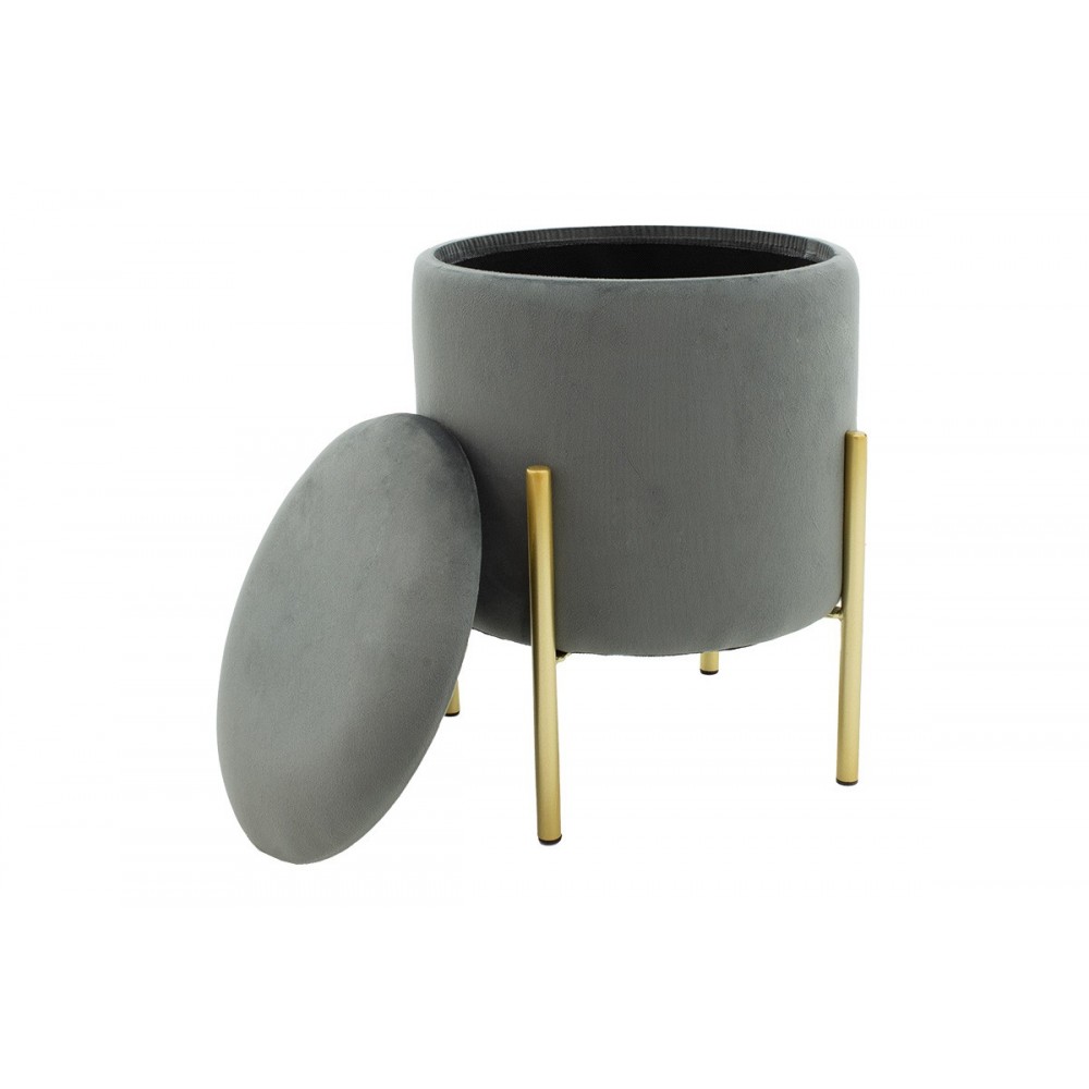 Σκαμπό "CREATIVITY" από MDF/ύφασμα σε χρώμα γκρι Φ35x42