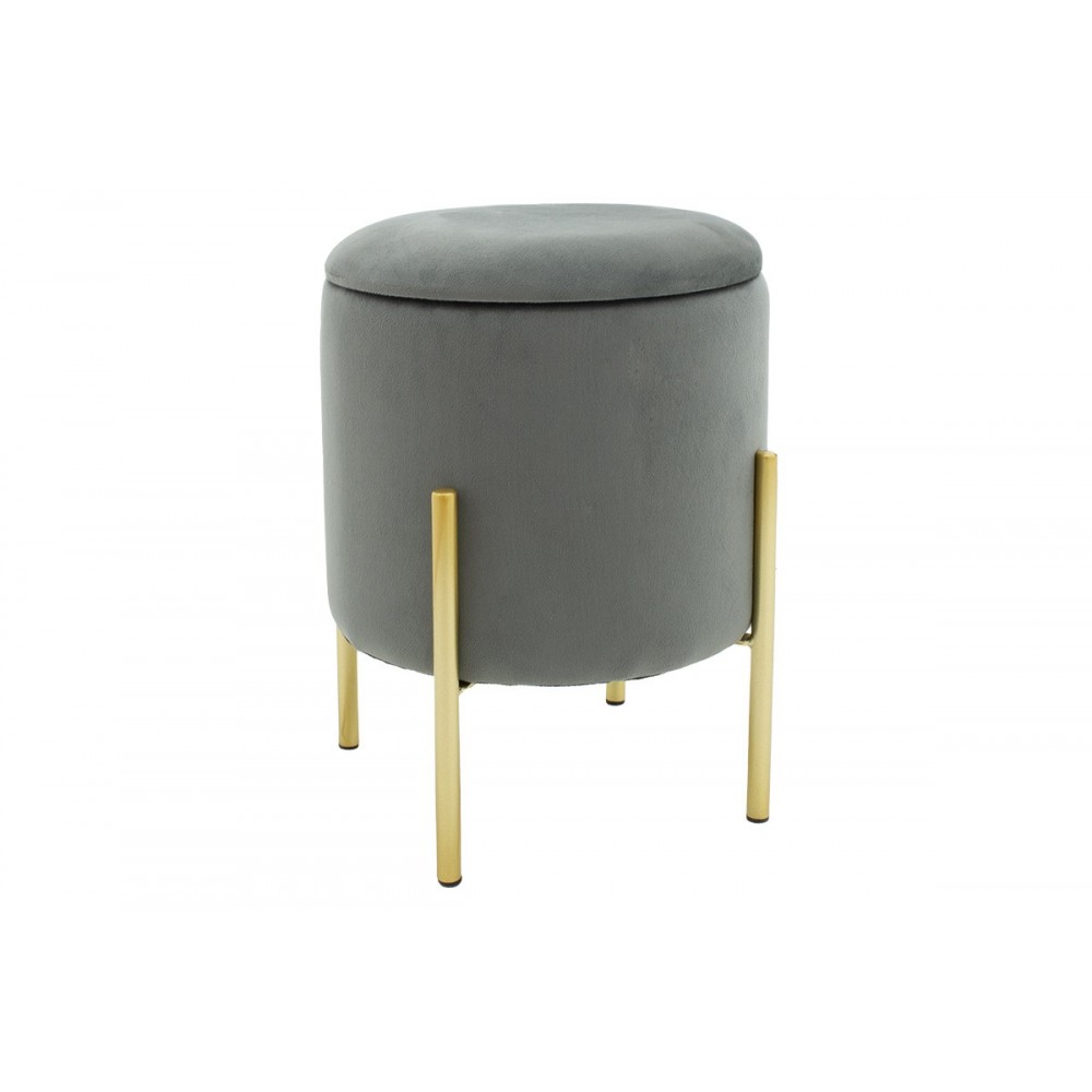 Σκαμπό "CREATIVITY" από MDF/ύφασμα σε χρώμα γκρι Φ35x42