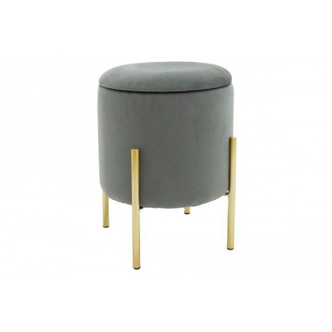 Σκαμπό "CREATIVITY" από MDF/ύφασμα σε χρώμα γκρι Φ35x42