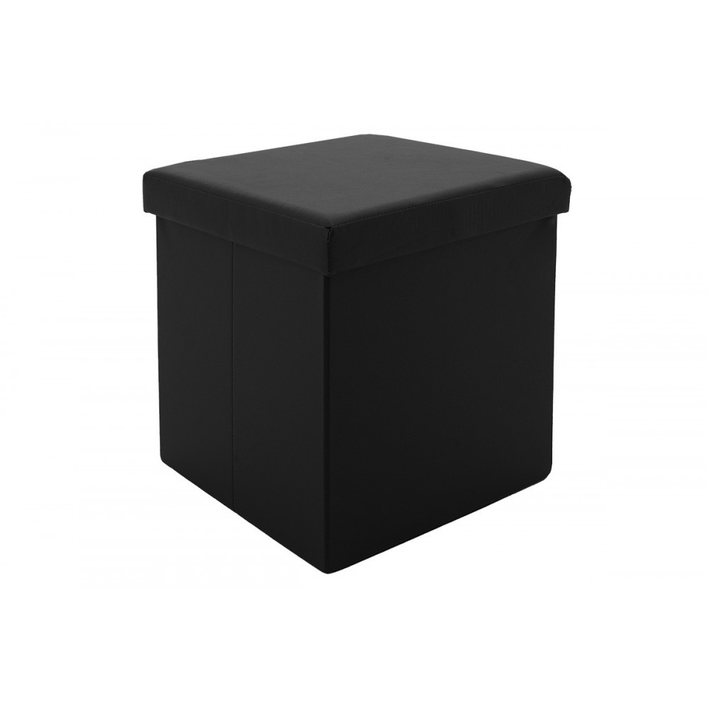 Σκαμπό-μπαούλο "CRYSTAL" από MDF/τεχνόδερμα σε χρώμα μαύρο 38x38x38