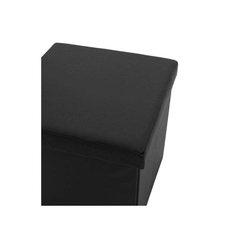 Σκαμπό-μπαούλο "CRYSTAL" από MDF/τεχνόδερμα σε χρώμα μαύρο 38x38x38