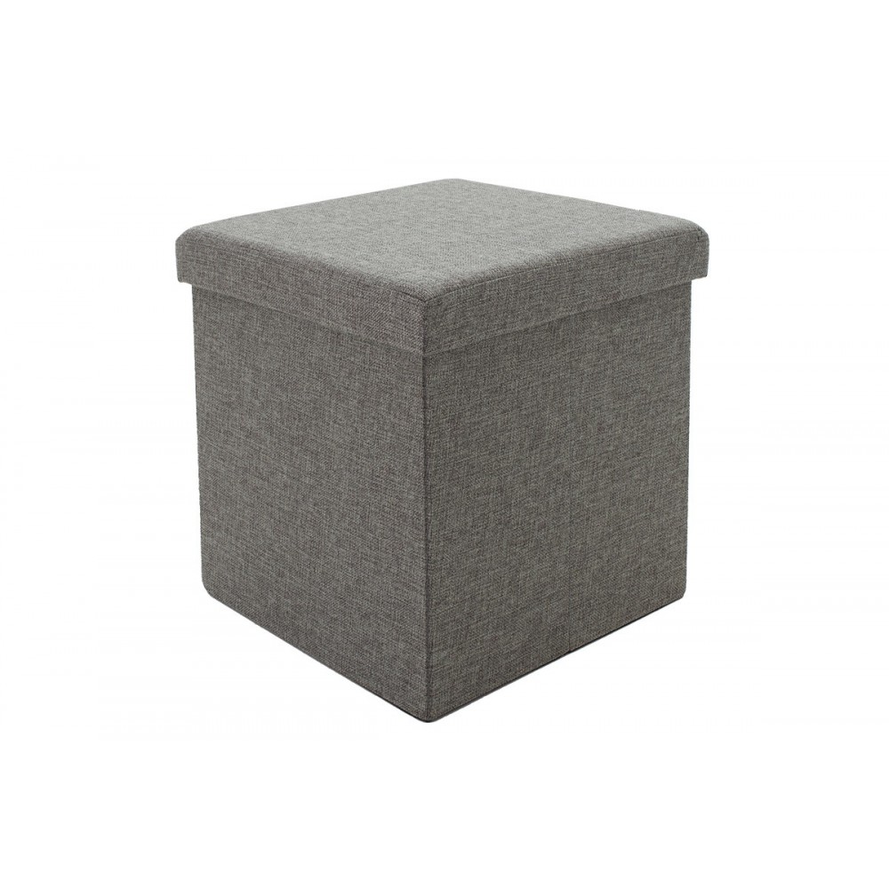 Σκαμπό "CRYSTAL" από MDF/ύφασμα σε χρώμα γκρι 38x38x38