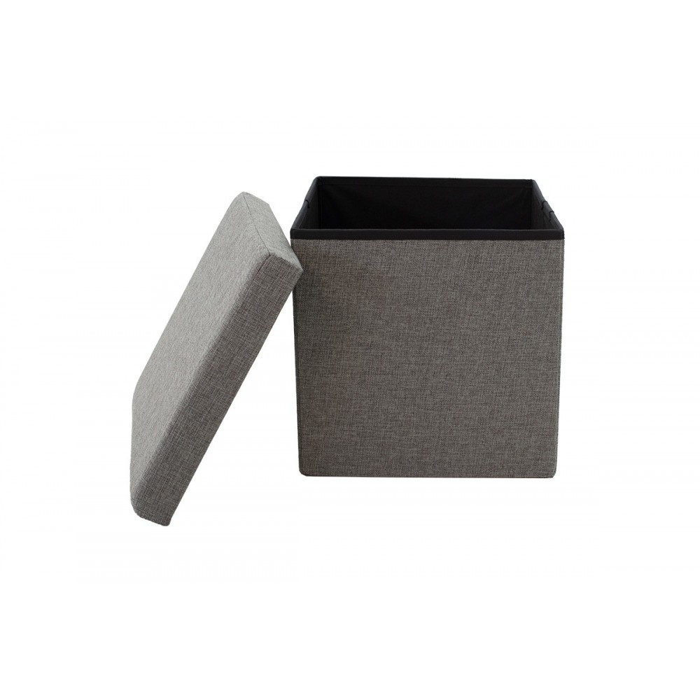 Σκαμπό "CRYSTAL" από MDF/ύφασμα σε χρώμα γκρι 38x38x38