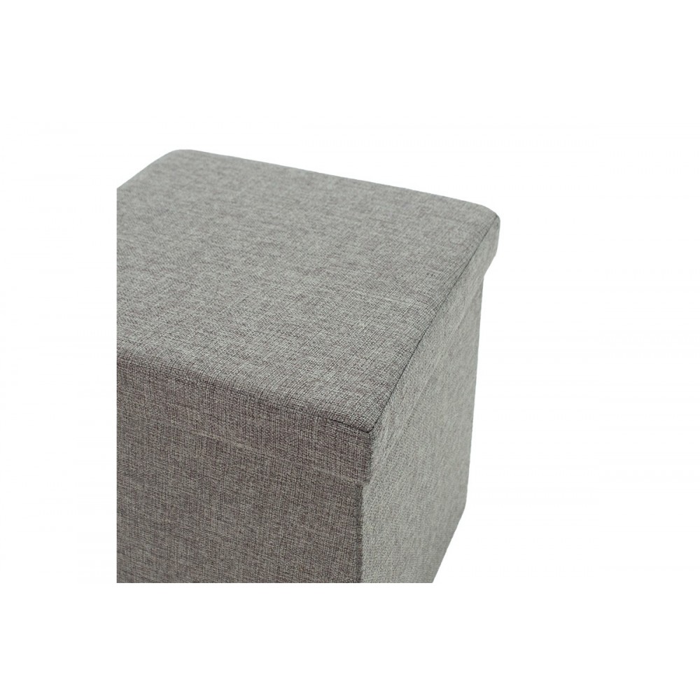 Σκαμπό "CRYSTAL" από MDF/ύφασμα σε χρώμα γκρι 38x38x38