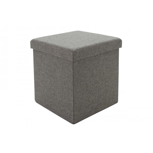 Σκαμπό "CRYSTAL" από MDF/ύφασμα σε χρώμα γκρι 38x38x38