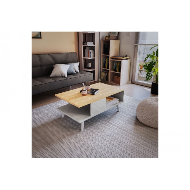 Τραπέζι σαλονιού ''MOSES'' σε χρώμα σονόμα/λευκό μαρμάρου 90x54x37.5