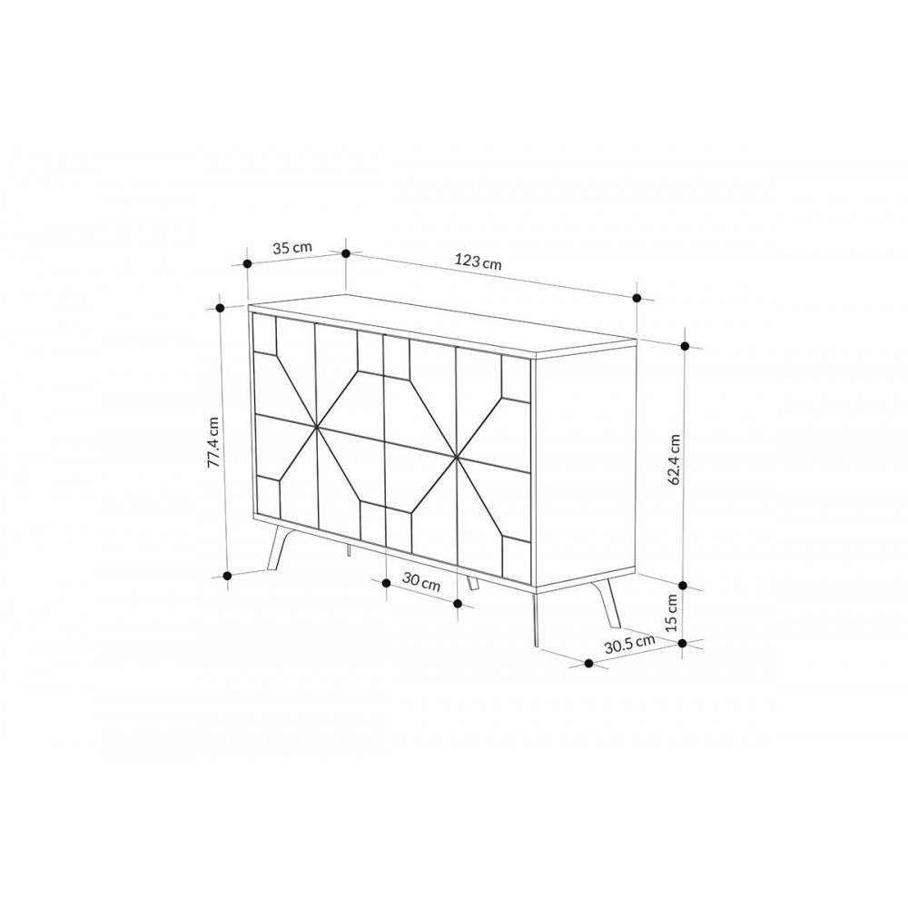 Μπουφές URSULA'' σε μαύρο χρώμα 123x35x77.5