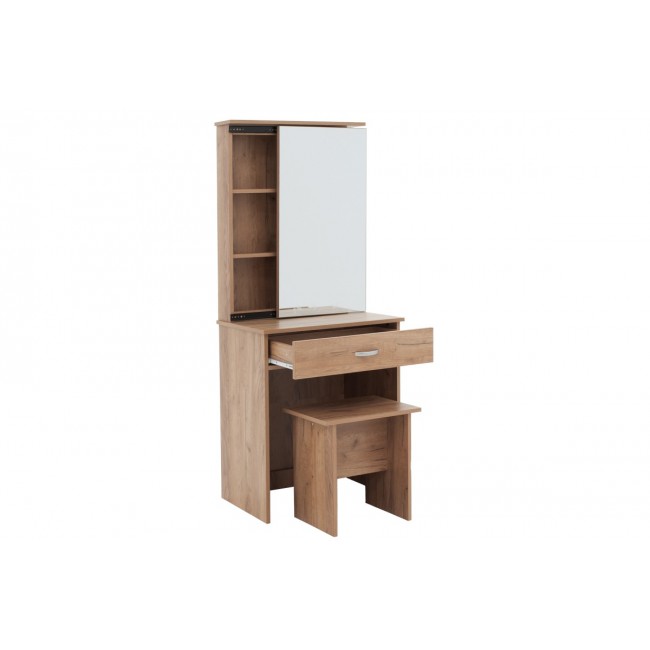 Κονσόλα ''ZELIA'' με καθρέπτη και σκαμπό σε χρώμα φυσικό 60x40.5x151