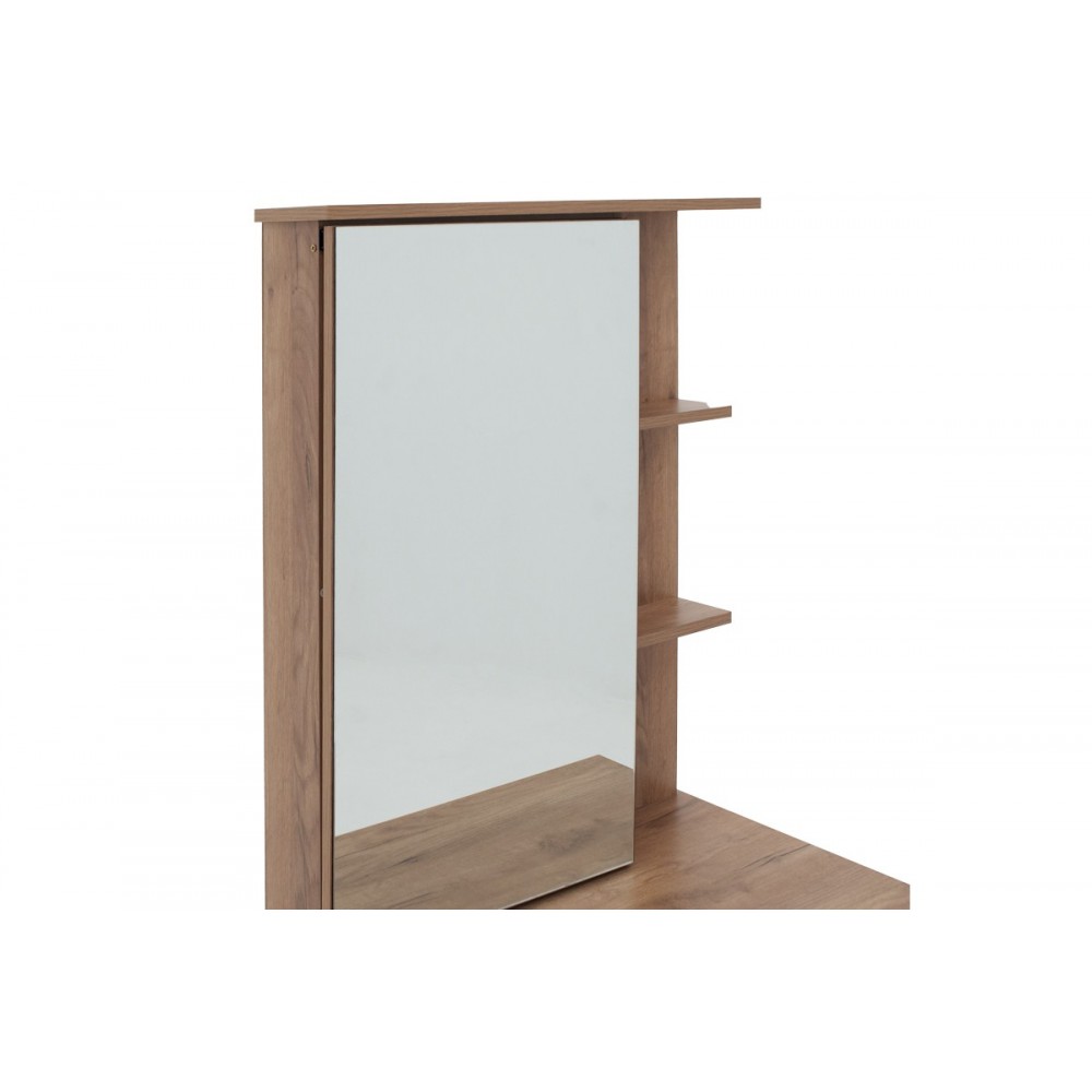 Κονσόλα ''ZELIA'' με καθρέπτη και σκαμπό σε χρώμα φυσικό 60x40.5x151