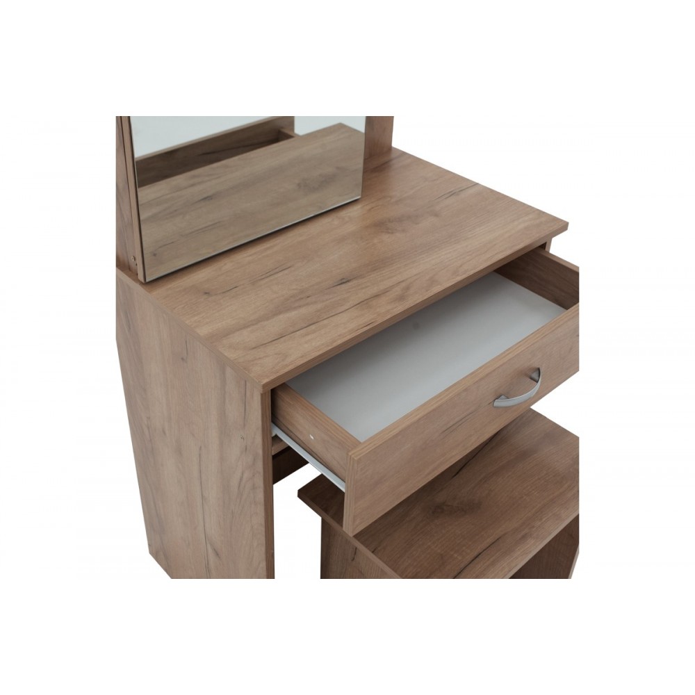 Κονσόλα ''ZELIA'' με καθρέπτη και σκαμπό σε χρώμα φυσικό 60x40.5x151