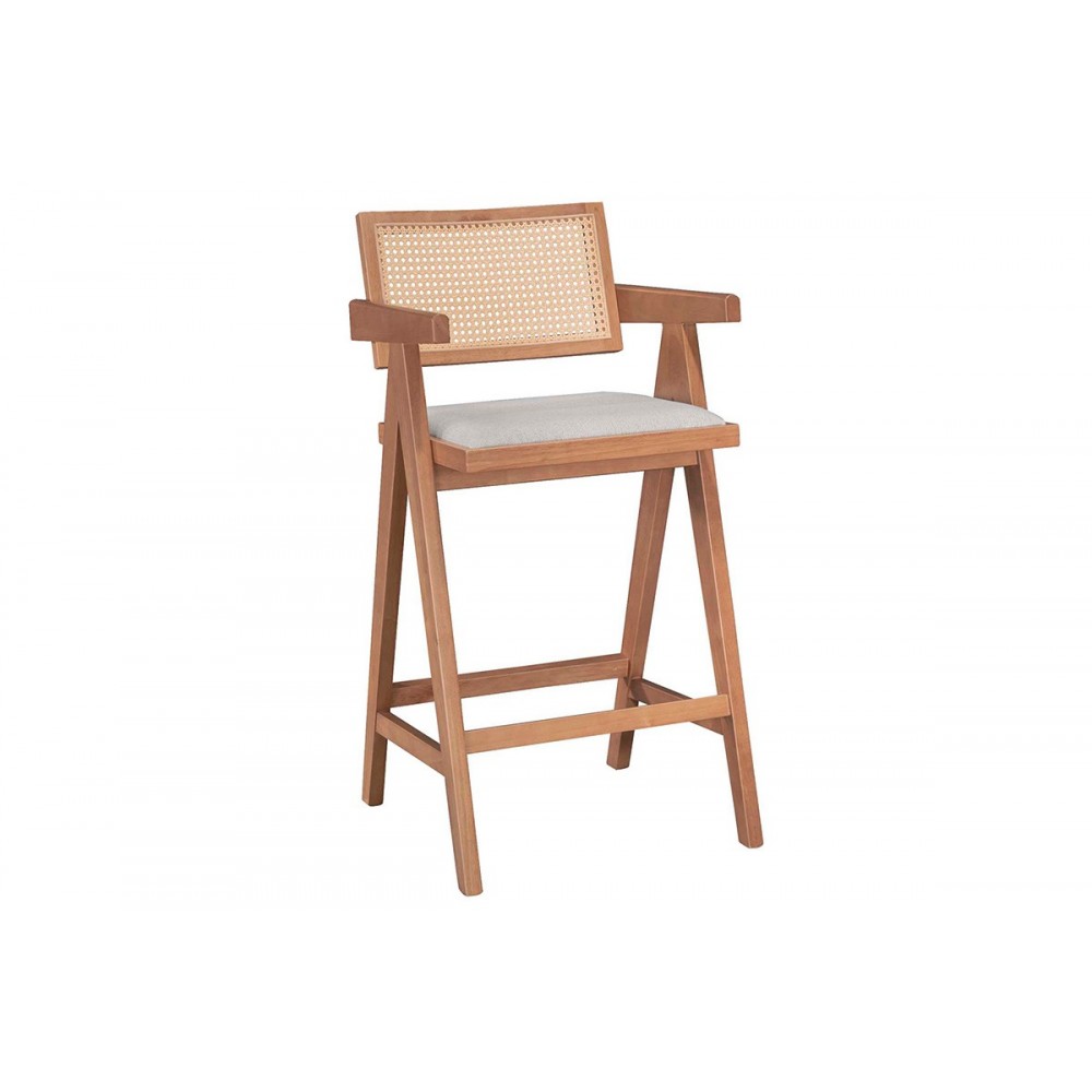 Σετ τραπεζαρία μπαρ "WINSLOW I" 5τμχ από ύφασμα σε χρώμα καρυδί/γκρι/φυσικό 120x45x100