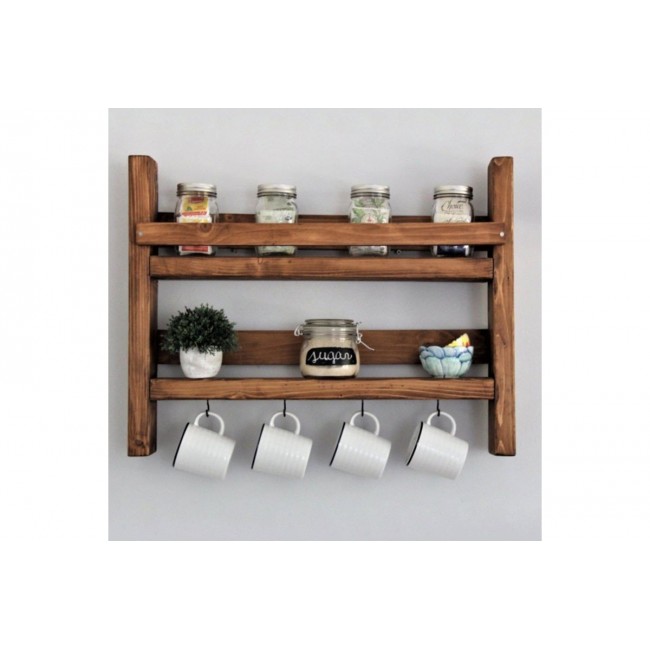 Ραφιέρα τοίχου ''DRIGO'' από ξύλο σε χρώμα καρυδί 45x10x34