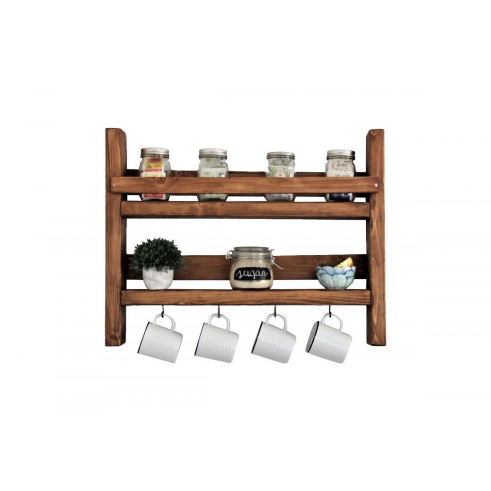 Ραφιέρα τοίχου ''DRIGO'' από ξύλο σε χρώμα καρυδί 45x10x34