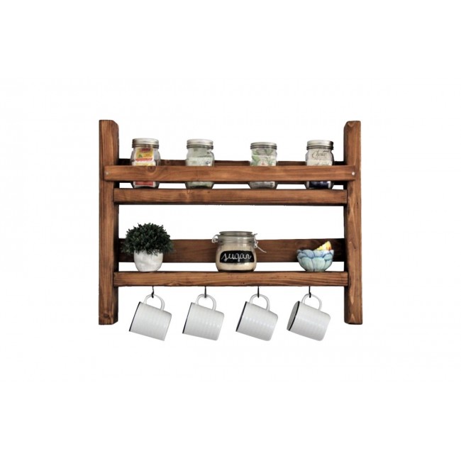 Ραφιέρα τοίχου ''DRIGO'' από ξύλο σε χρώμα καρυδί 45x10x34