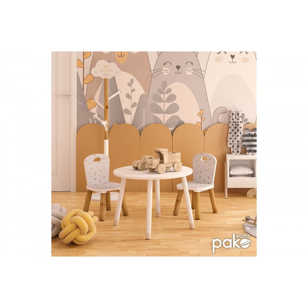 Παιδικό τραπεζάκι "PLAYFUL" από ξύλο/MDF σε χρώμα λευκό/φυσικό Φ60x43.5