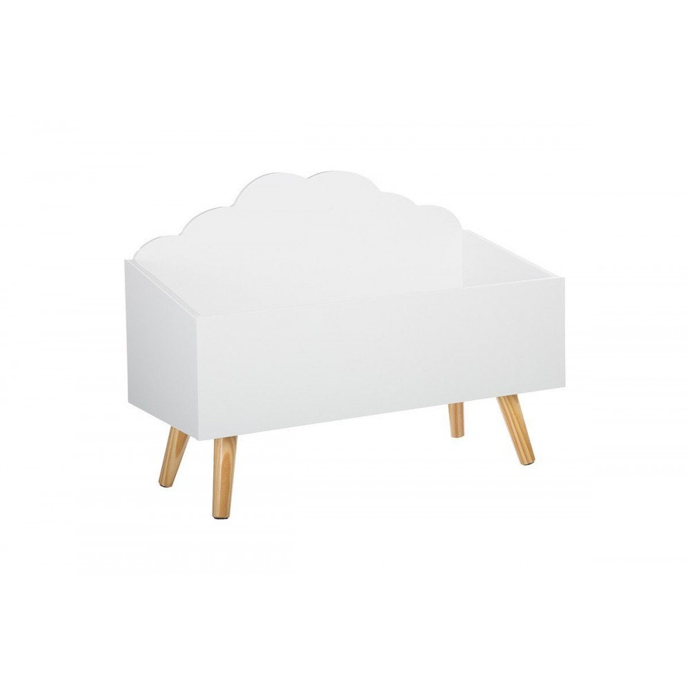 Κουτί αποθήκευσης "TIGGY" από ξύλο/MDF σε χρώμα λευκό/φυσικό 58x28x45,5