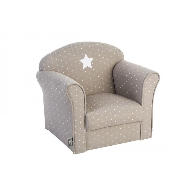 Παιδική πολυθρόνα "JILL" από ξύλο/ύφασμα σε χρώμα μπεζ καφέ 49x35x44