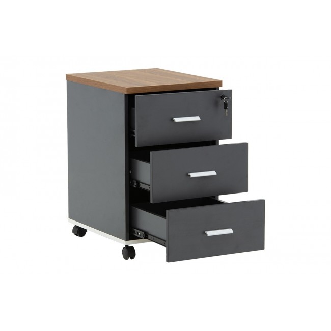 Συρταριέρα τροχήλατη ''OSCAR'' σε χρώμα καρυδί/ανθρακί 40x48x63