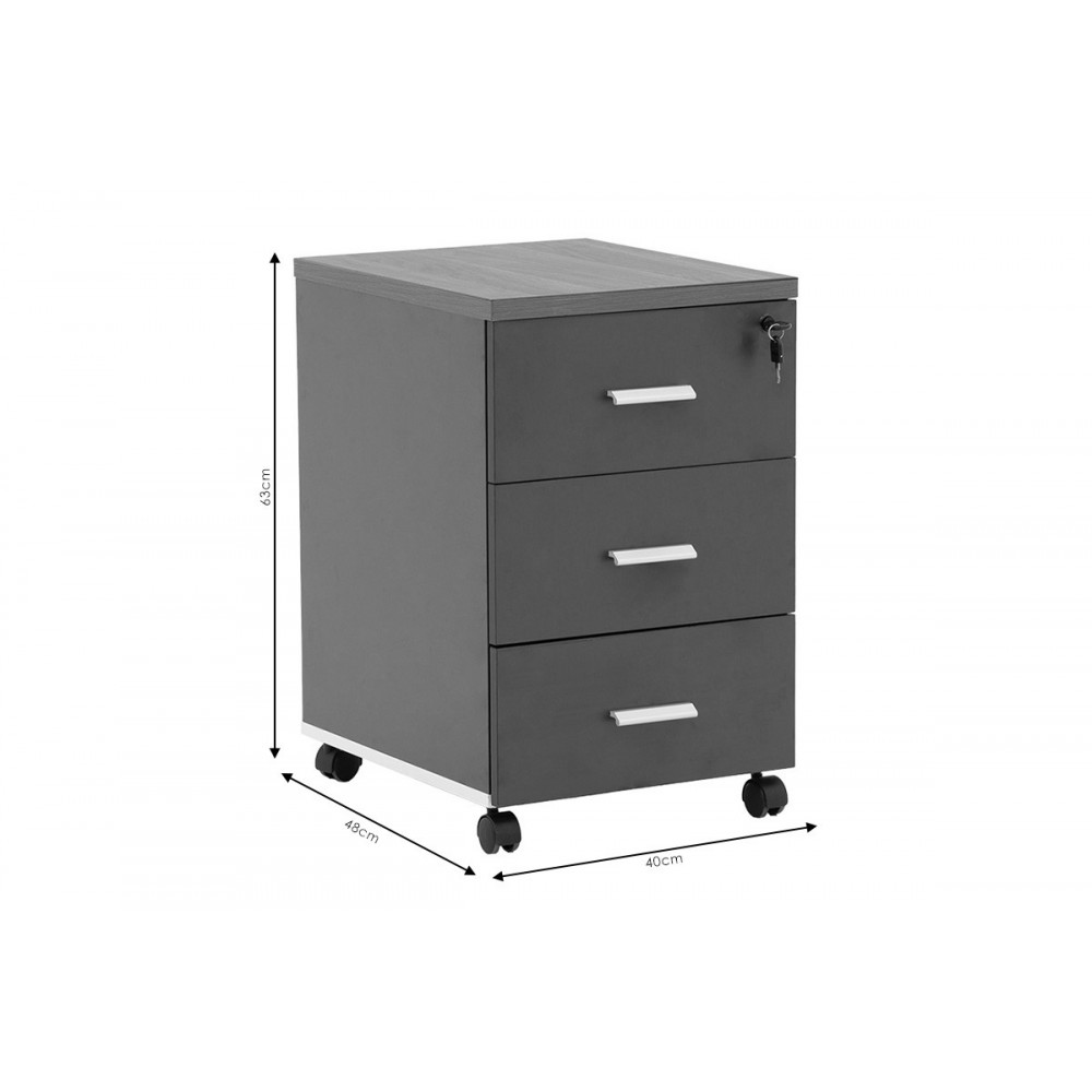 Συρταριέρα τροχήλατη ''OSCAR'' σε χρώμα καρυδί/ανθρακί 40x48x63