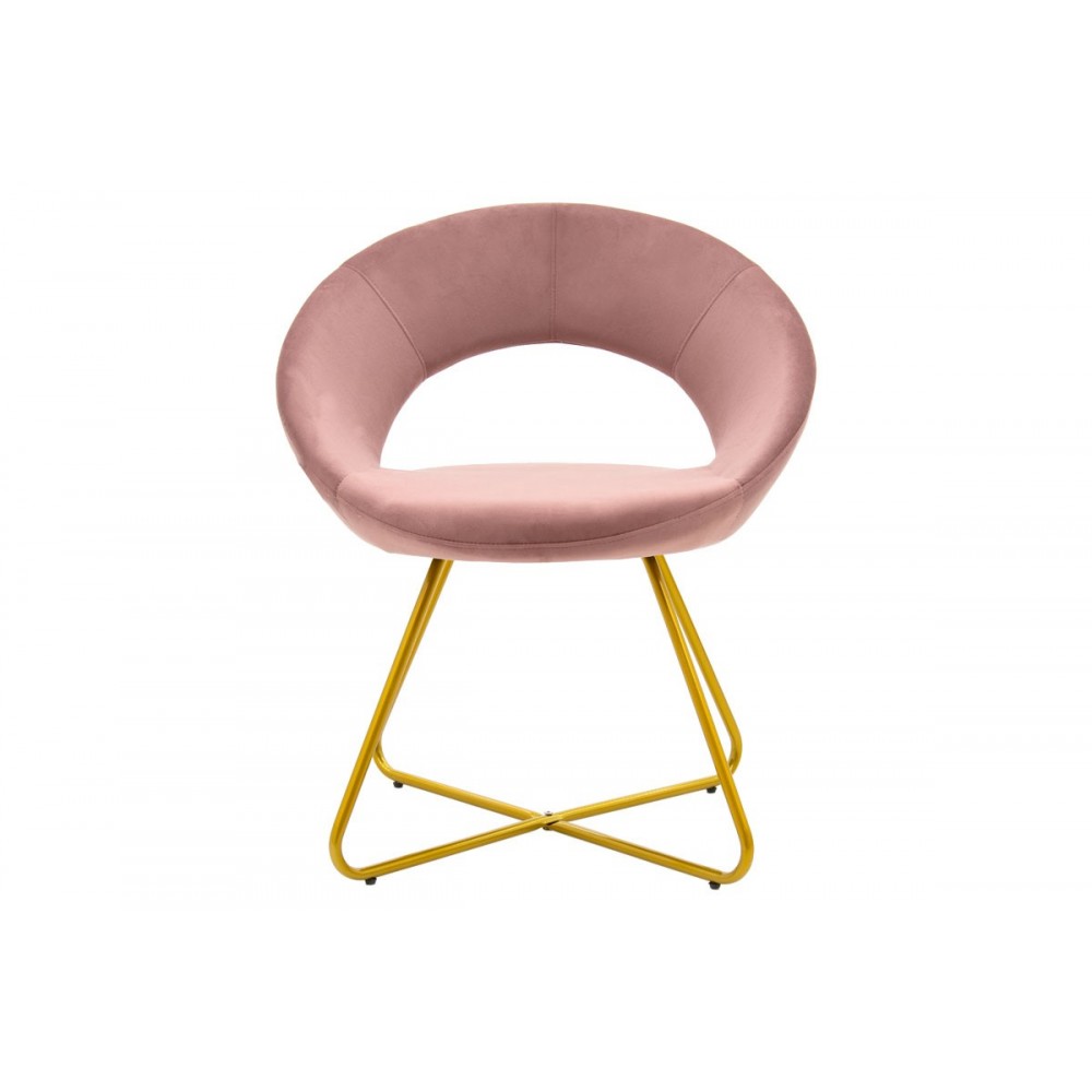 Πολυθρόνα "VALENTINA" από μέταλλο/βελούδο σε χρώμα σάπιο μήλο/χρυσό 65x60x82