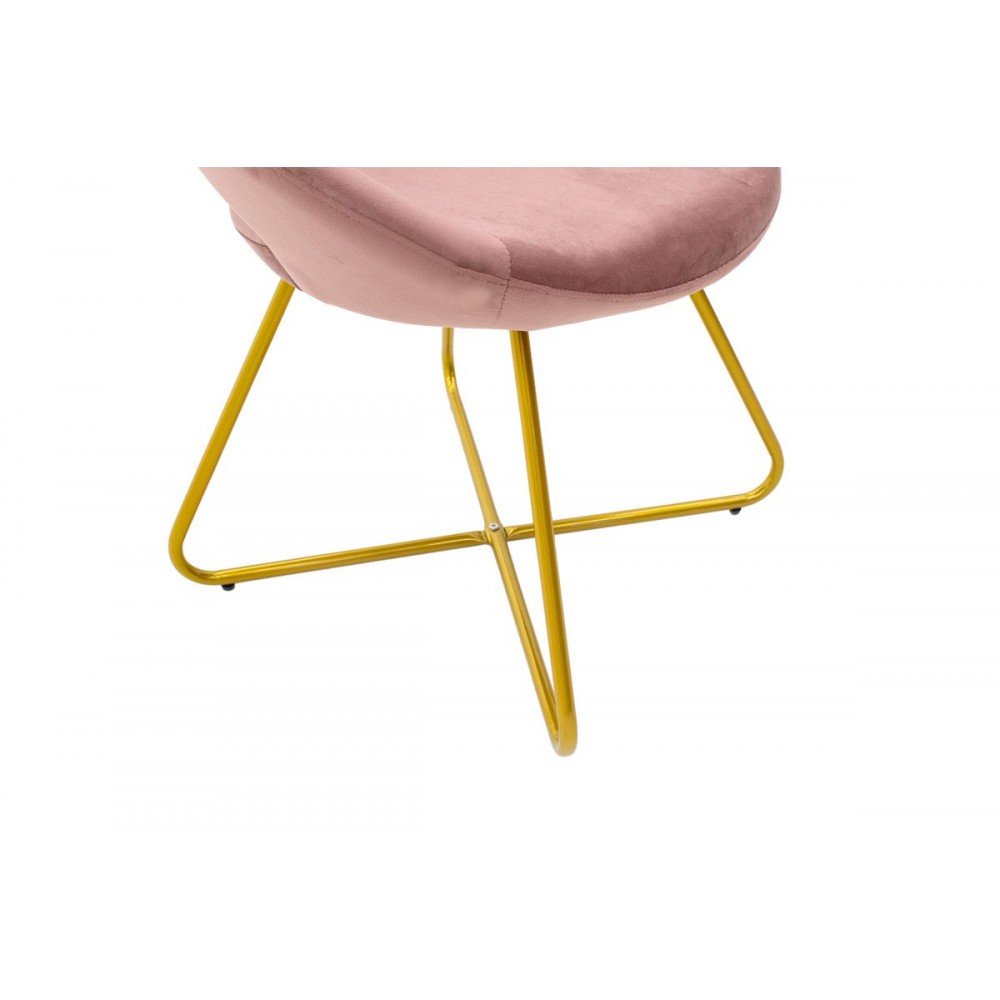 Πολυθρόνα "VALENTINA" από μέταλλο/βελούδο σε χρώμα σάπιο μήλο/χρυσό 65x60x82