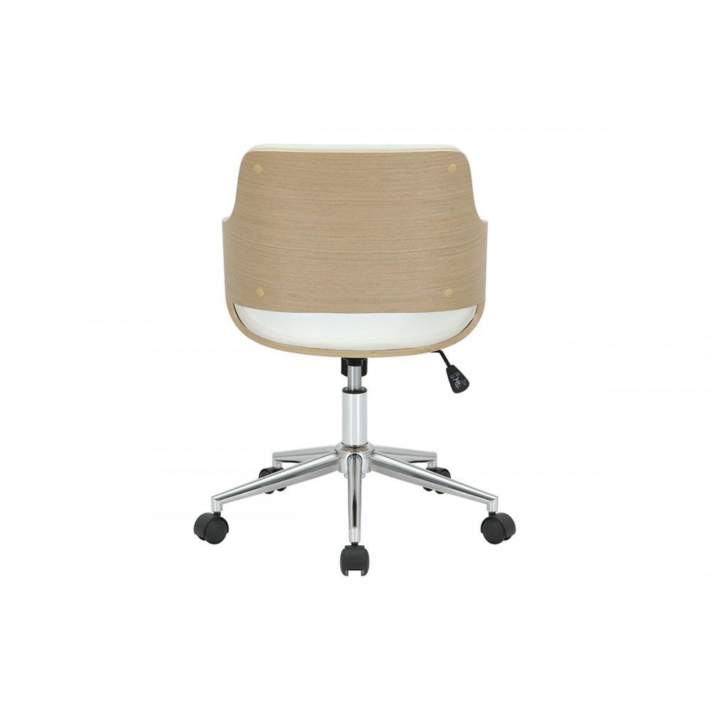 Πολυθρόνα γραφείου εργασίας ''FERN'' από PU/ξύλο σε χρώμα λευκό/φυσικό