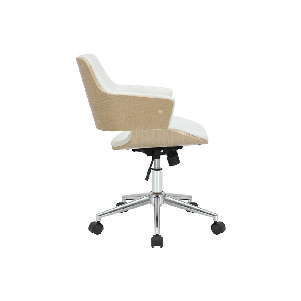 Πολυθρόνα γραφείου εργασίας ''FERN'' από PU/ξύλο σε χρώμα λευκό/φυσικό