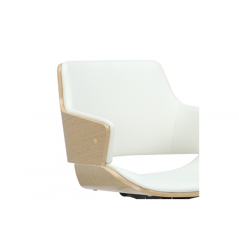 Πολυθρόνα γραφείου εργασίας ''FERN'' από PU/ξύλο σε χρώμα λευκό/φυσικό