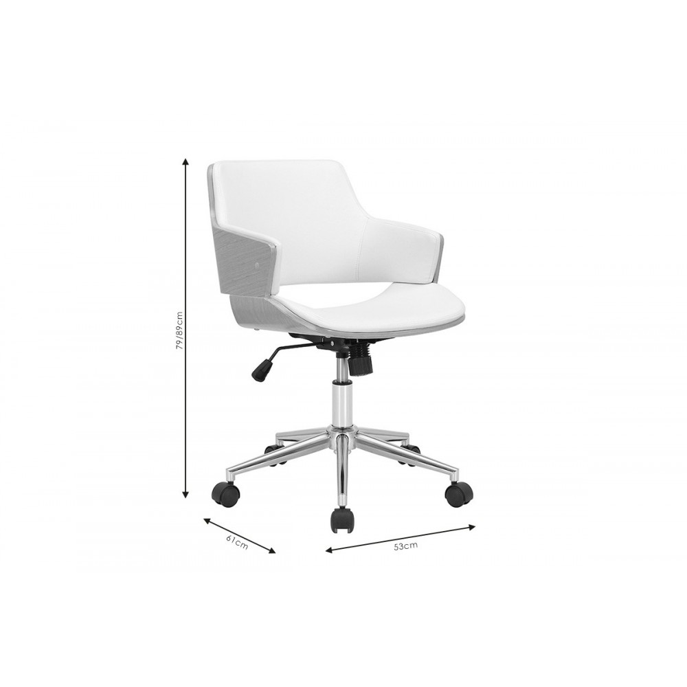 Πολυθρόνα γραφείου εργασίας ''FERN'' από PU/ξύλο σε χρώμα λευκό/φυσικό