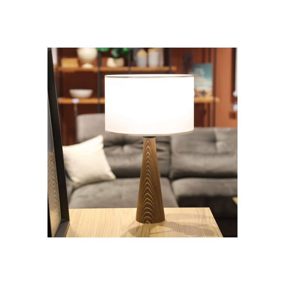 Επιτραπέζιο φωτιστικό ''KALITO'' από ξύλο/ύφασμα σε χρώμα ivory/καφέ Φ24x45