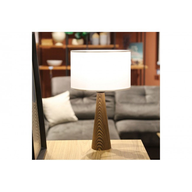 Επιτραπέζιο φωτιστικό ''KALITO'' από ξύλο/ύφασμα σε χρώμα ivory/καφέ Φ24x45