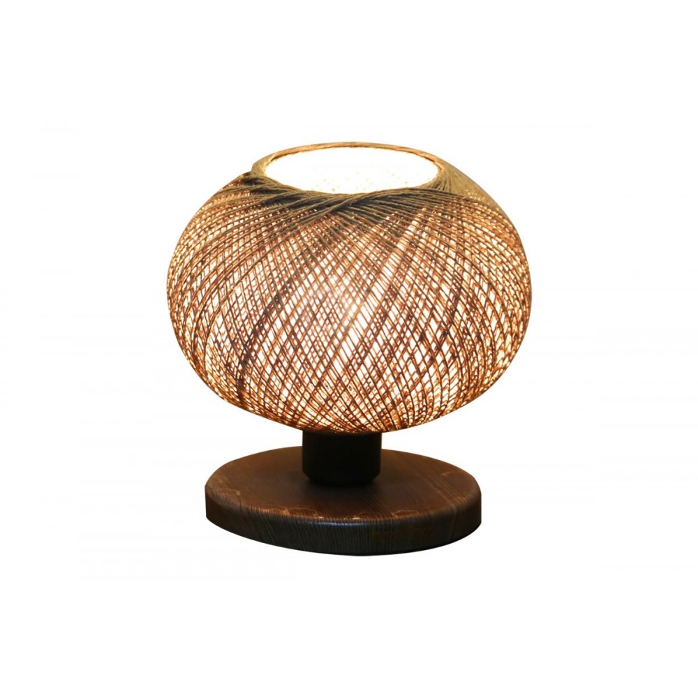 Επιτραπέζιο φωτιστικό ''POVILIA'' από ξύλο/PP σε χρώμα μπεζ/μαύρο Φ20x30