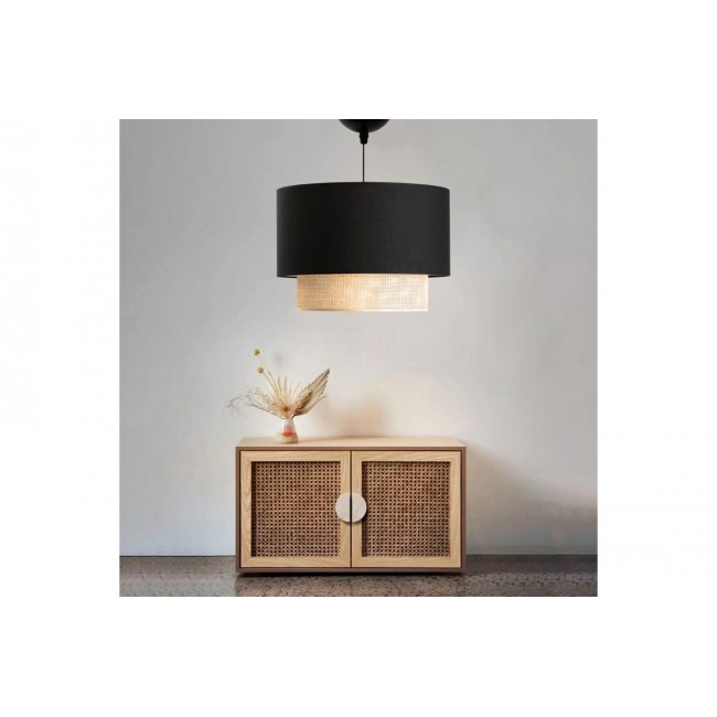 Φωτιστικό οροφής "FERSA" από ύφασμα σε χρώμα μαύρο/φυσικό Φ30x70