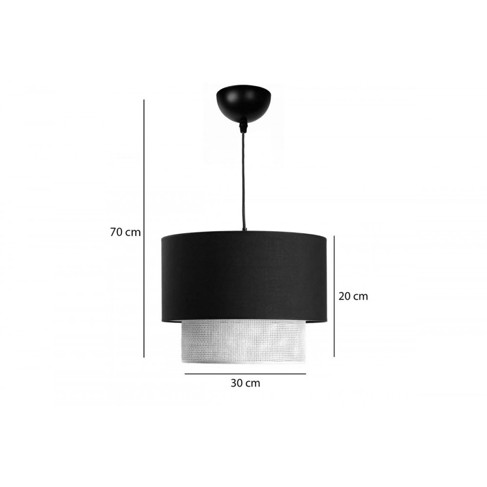 Φωτιστικό οροφής "FERSA" από ύφασμα σε χρώμα μαύρο/φυσικό Φ30x70