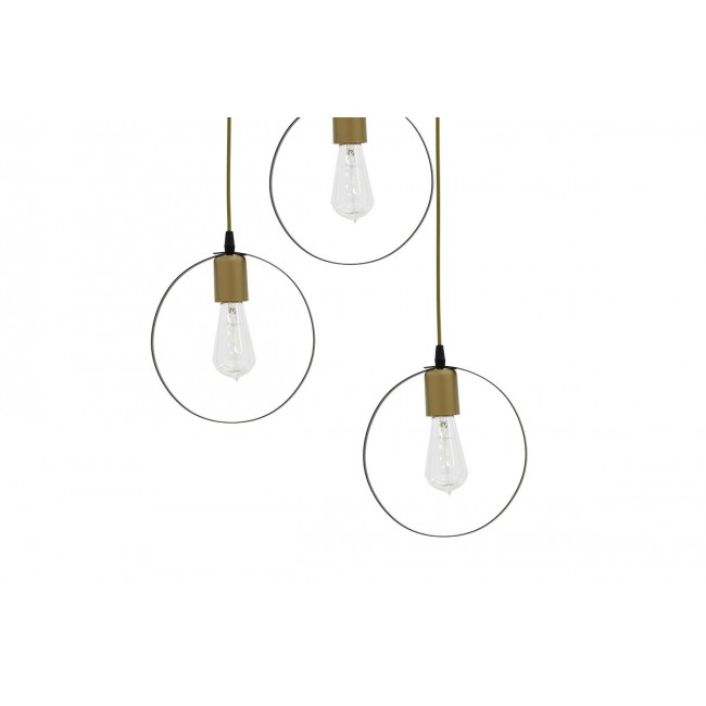 Φωτιστικό οροφής τρίφωτο "KASPER" από μέταλλο σε χρώμα μαύρο/χρυσό Φ30x79