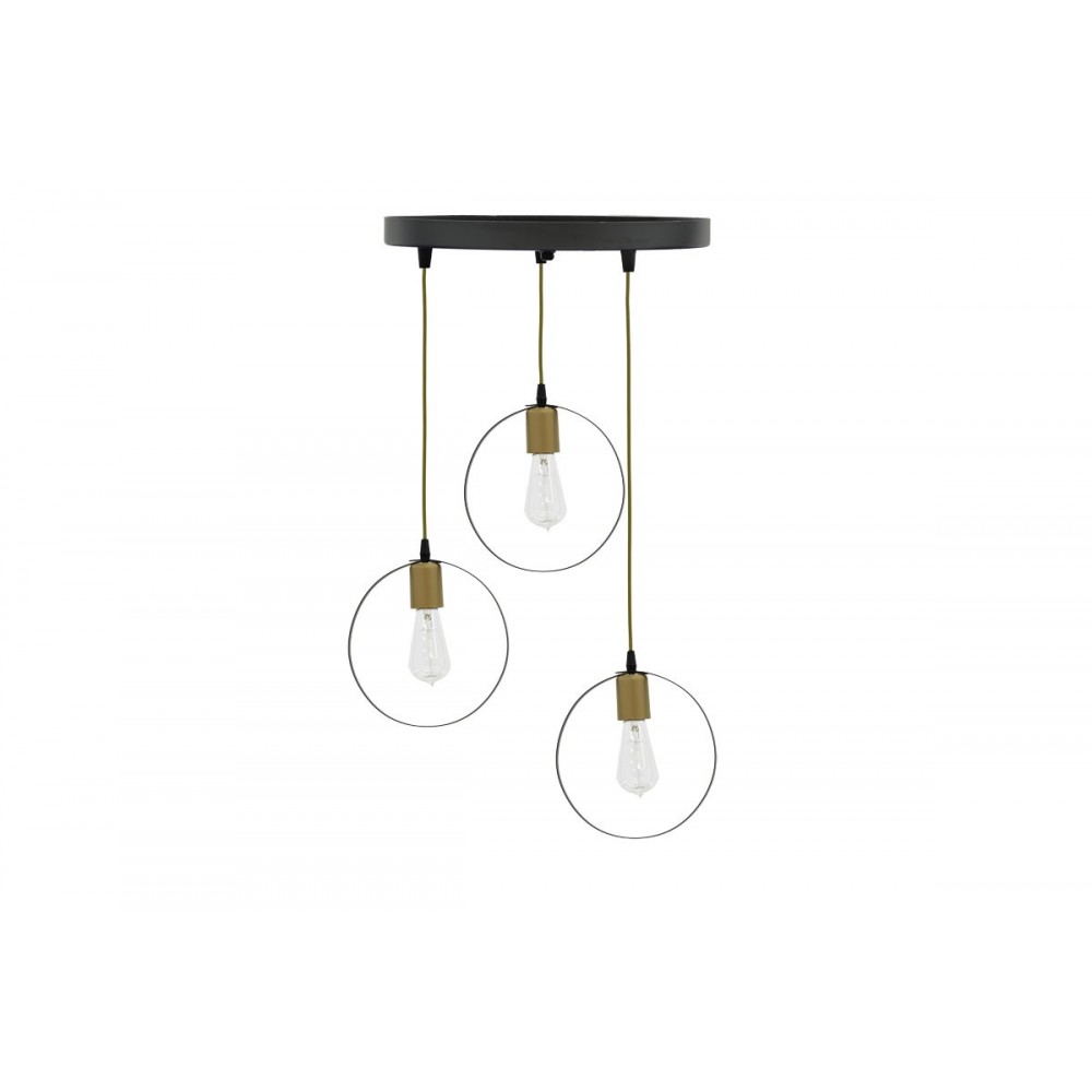 Φωτιστικό οροφής τρίφωτο "KASPER" από μέταλλο σε χρώμα μαύρο/χρυσό Φ30x79