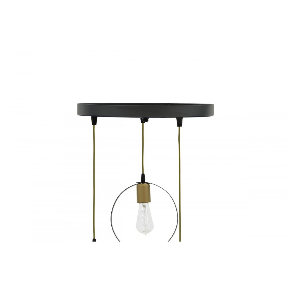 Φωτιστικό οροφής τρίφωτο "KASPER" από μέταλλο σε χρώμα μαύρο/χρυσό Φ30x79