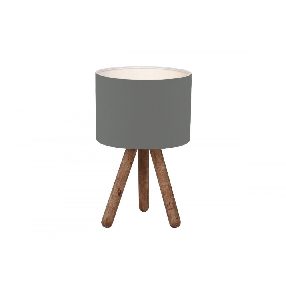 Επιτραπέζιο φωτιστικό ''PWL-1151'' Ε27 από ύφασμα σε χρώμα ανθρακί/καρυδί Φ19x32