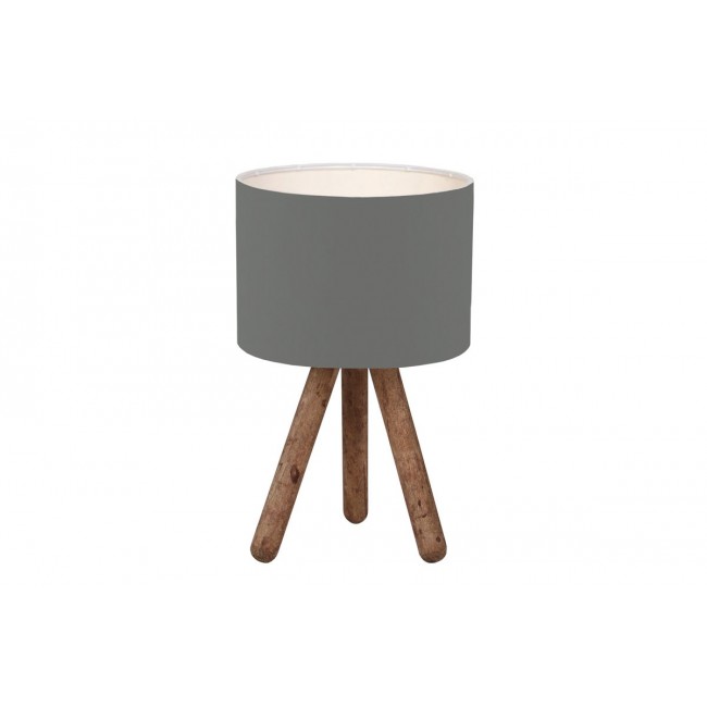 Επιτραπέζιο φωτιστικό ''PWL-1151'' Ε27 από ύφασμα σε χρώμα ανθρακί/καρυδί Φ19x32